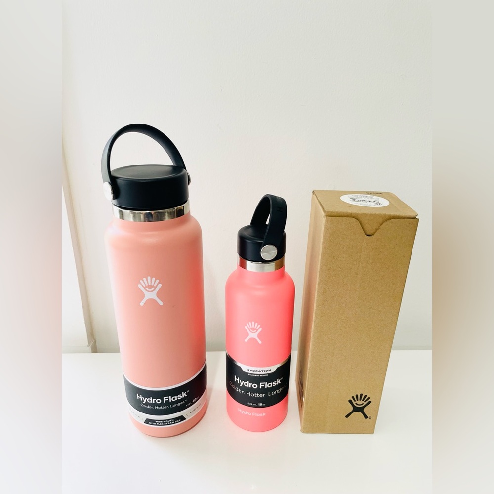 New Hydroflask set: 40 oz Grapefruit, 18 oz Hibiscus. Limited edition colors